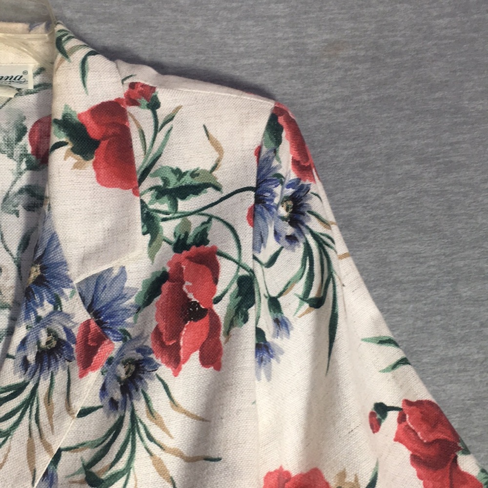 JOANNA Floral Spring Trendy Career Jacket The Look of Linen without the Wrinkles - Picture 5 of 16